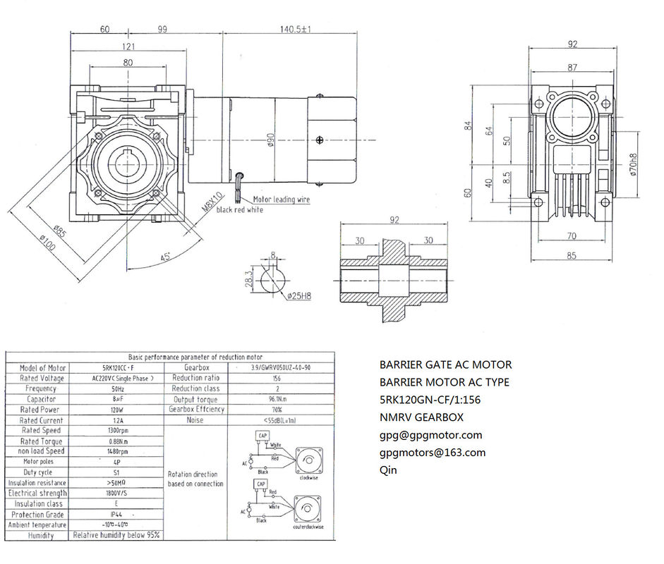 Przekładnia ślimakowa 5rk140w Nmrv 1: 3,9 1:40 5 obr./min Barrier Gate Ac Type